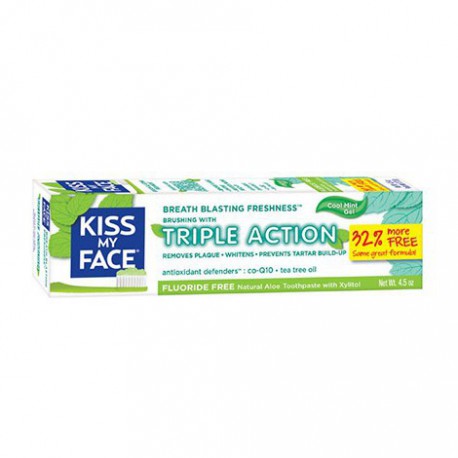 KISS MY FACE TRIPLE ACTION FLUORIDE FREE TOOTHPASTE GEL COOL MINT 133 ML