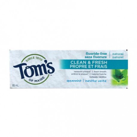 TOM'S OF MAINE CLEAN & FRESH FLUORIDE FREE TOOTHPASTE SPEARMINT 85 ML