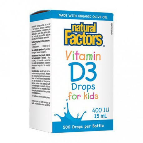 NATURAL FACTORS KIDS' VITAMIN D3 DROPS 400IU 15 ML