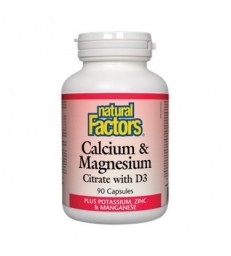 NATURAL FACTORS CALCIUM & MAGNESIUM CITRATE WITH D3 90 CP