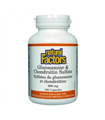 NATURAL FACTORS GLUCOSAMINE & CHONDROITIN SULFATE 900MG 120 CP