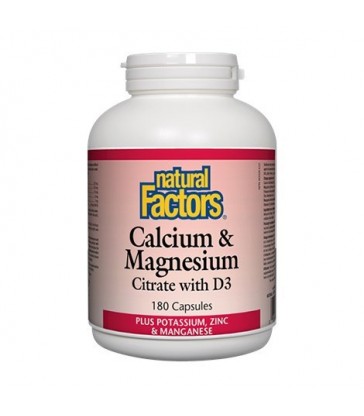 NATURAL FACTORS CALCIUM & MAGNESIUM CITRATE WITH D3 180 CP