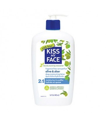 KISS MY FACE 2 IN 1 FRAGRANCE-FREE OLIVE & ALOE DEEP MOISTURIZING LOTION 473 ML