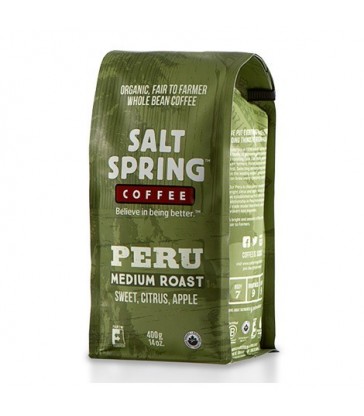 SALT SPRING COFFEE ORGANIC WHOLE BEAN PERU 400 G